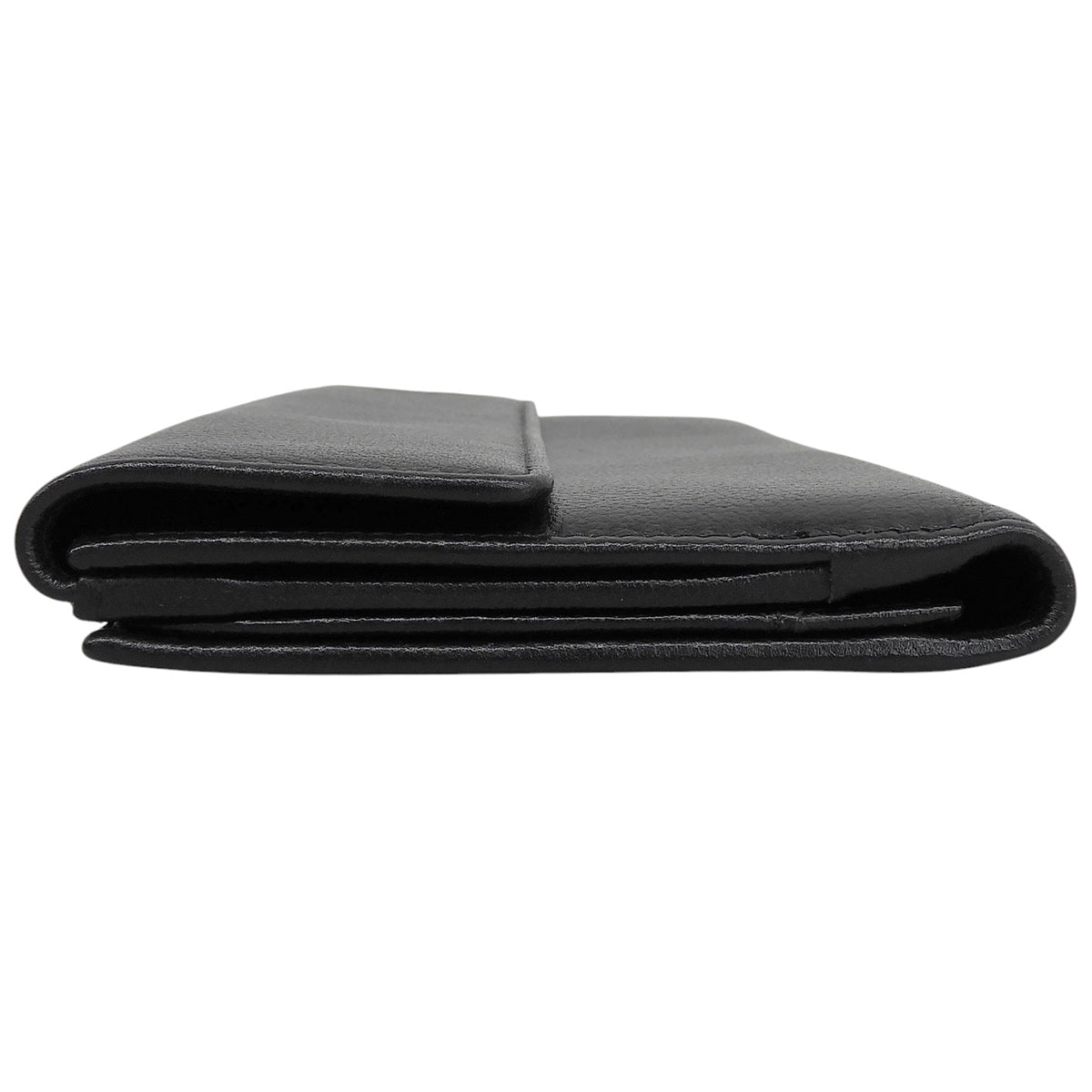 Circa 2008 Camellia CC Logo Embossed Long Wallet Black
