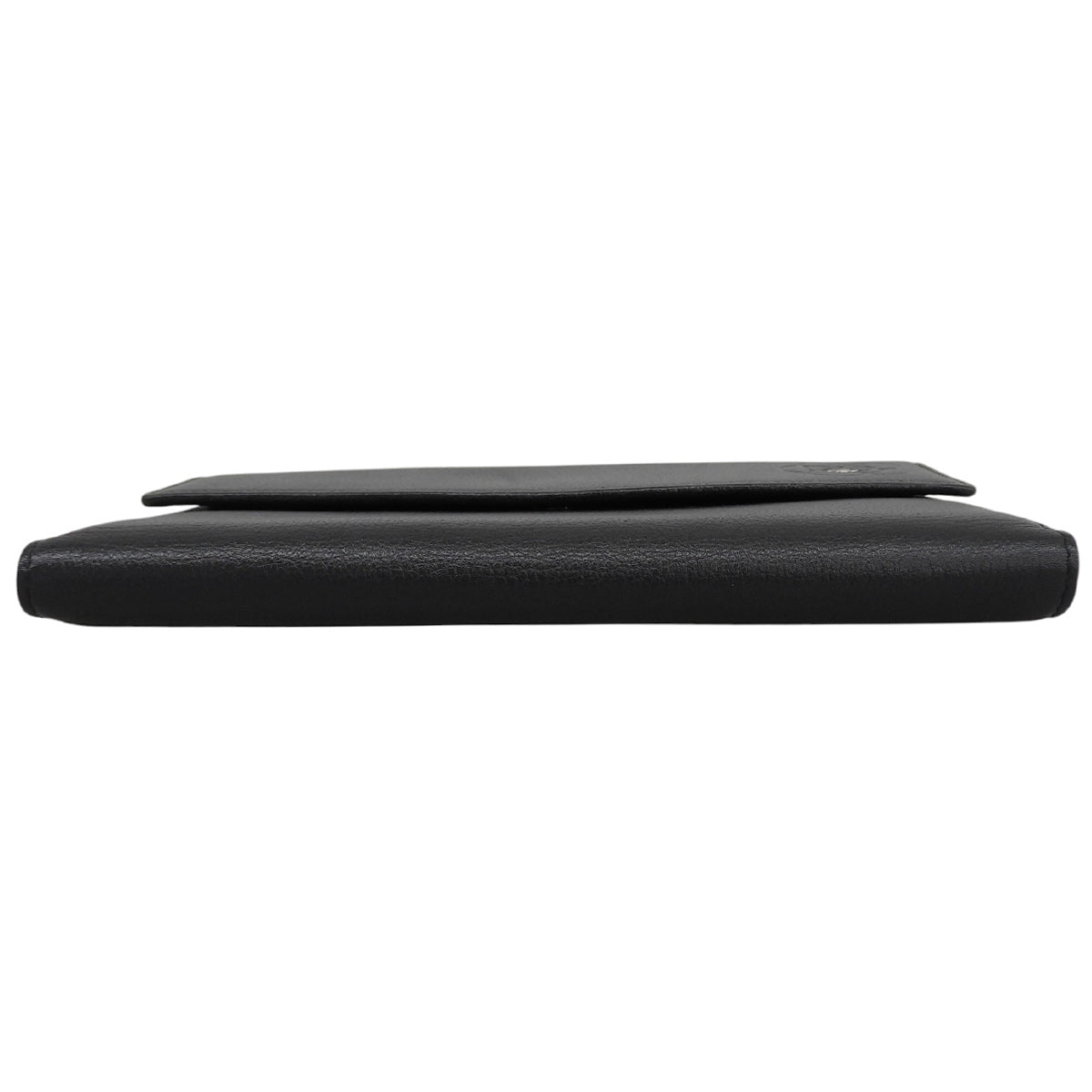 Circa 2008 Camellia CC Logo Embossed Long Wallet Black