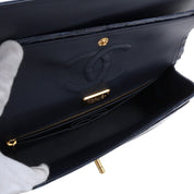 2018年頃製 クロコダイルクラシックフラップチェーンバッグ25cm ネイビー