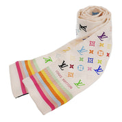 真丝 Monogram Multicolor 束发带式丝巾 白色