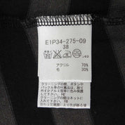 ボーダーパターンロゴボタン長袖ワンピース #38 グレー/ブラック