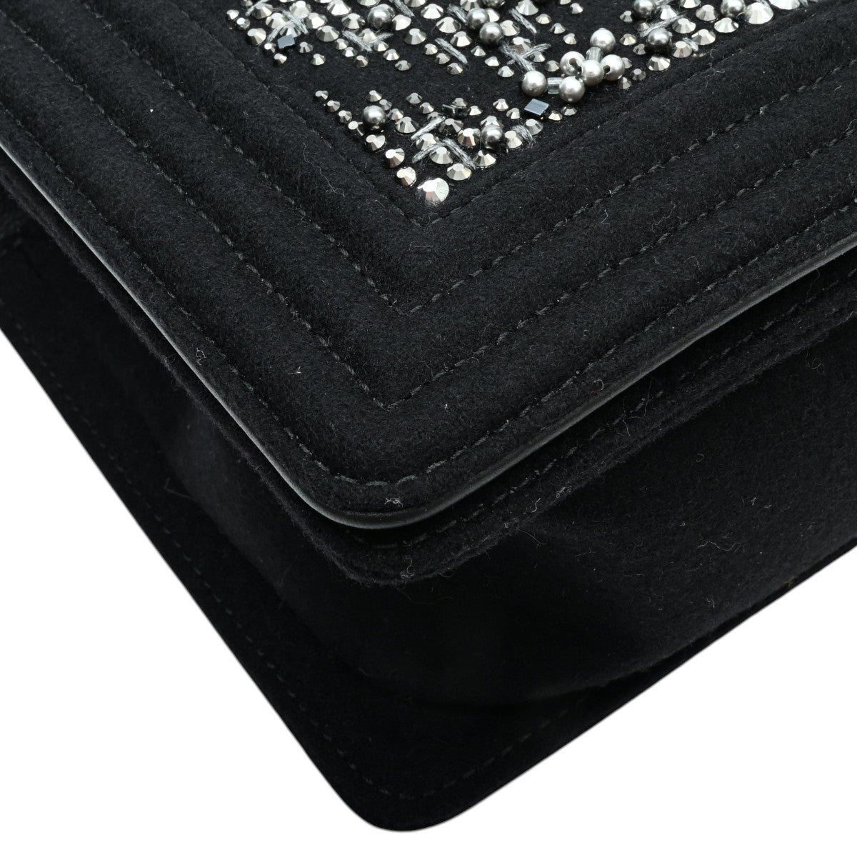 2019年左右产 珠饰针法香奈儿Boy链条包 黑色