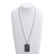 2004 Heart Rhinestone Long Necklace Silver/Black/Pink