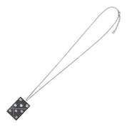 2004 Heart Rhinestone Long Necklace Silver/Black/Pink