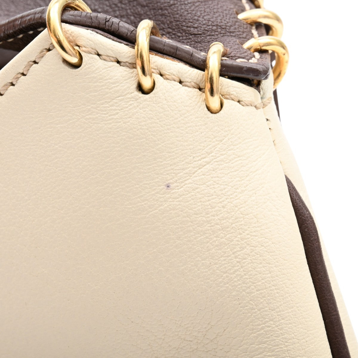 Bicolor Anagram Charm Shoulder Bag Ivory/Dark Brown