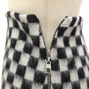 Damier pattern zip-up mini skirt #M Black/White