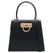 Gancini Plate 2-Way Handbag Black