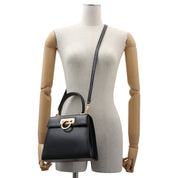 Gancini Plate 2-Way Handbag Black
