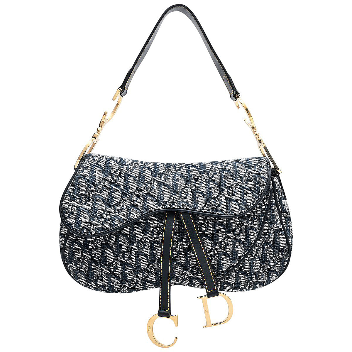 Trotter Pattern Double Saddle Bag, Navy