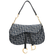 Trotter Pattern Double Saddle Bag, Navy