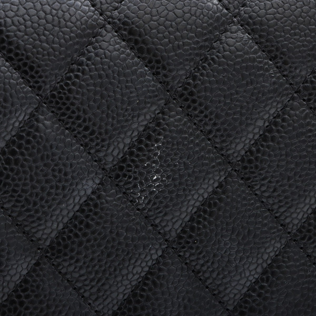 2017 Caviar Skin CC Mark Plate Clutch Bag Black