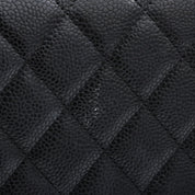 2017 Caviar Skin CC Mark Plate Clutch Bag Black