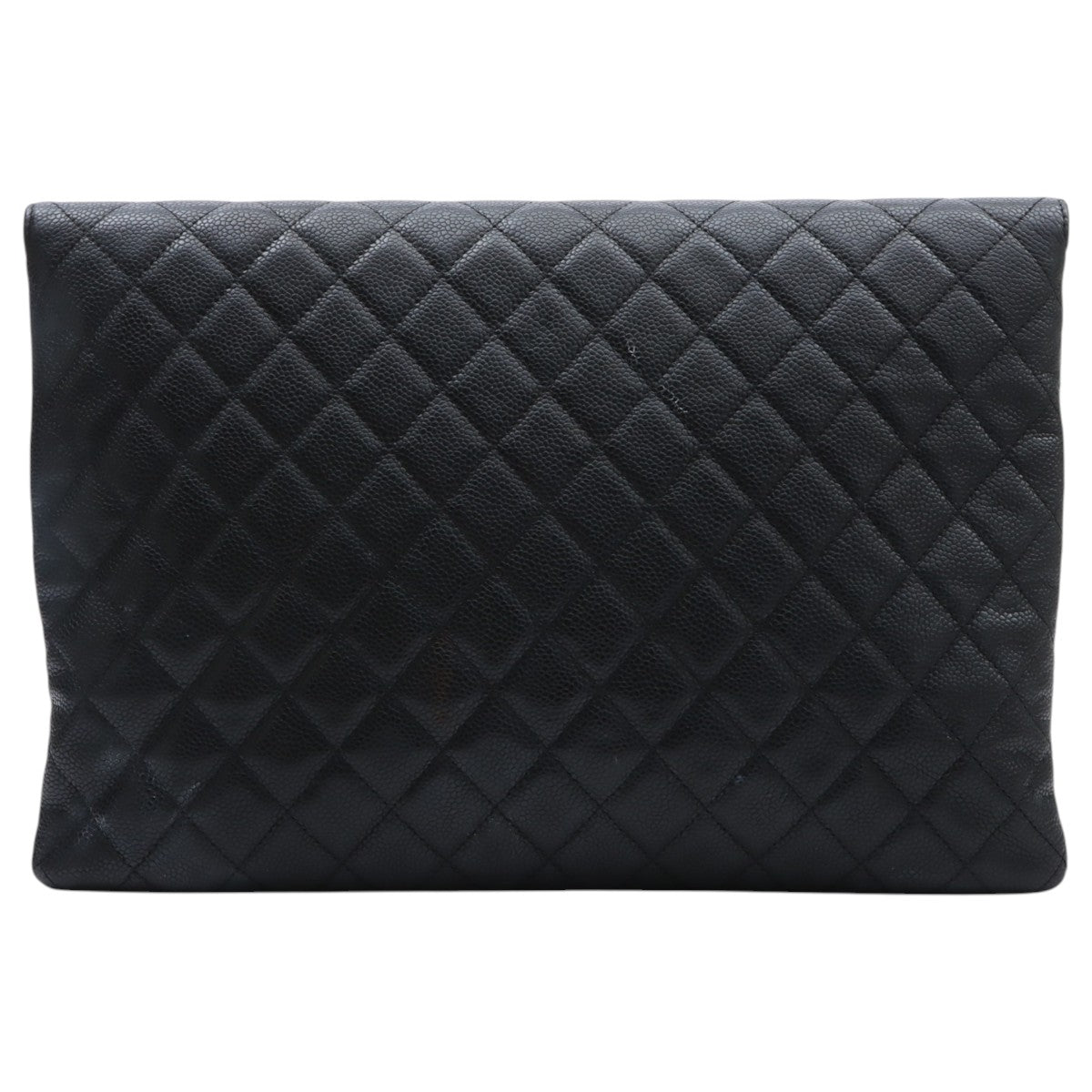 2017 Caviar Skin CC Mark Plate Clutch Bag Black