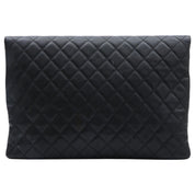 2017 Caviar Skin CC Mark Plate Clutch Bag Black