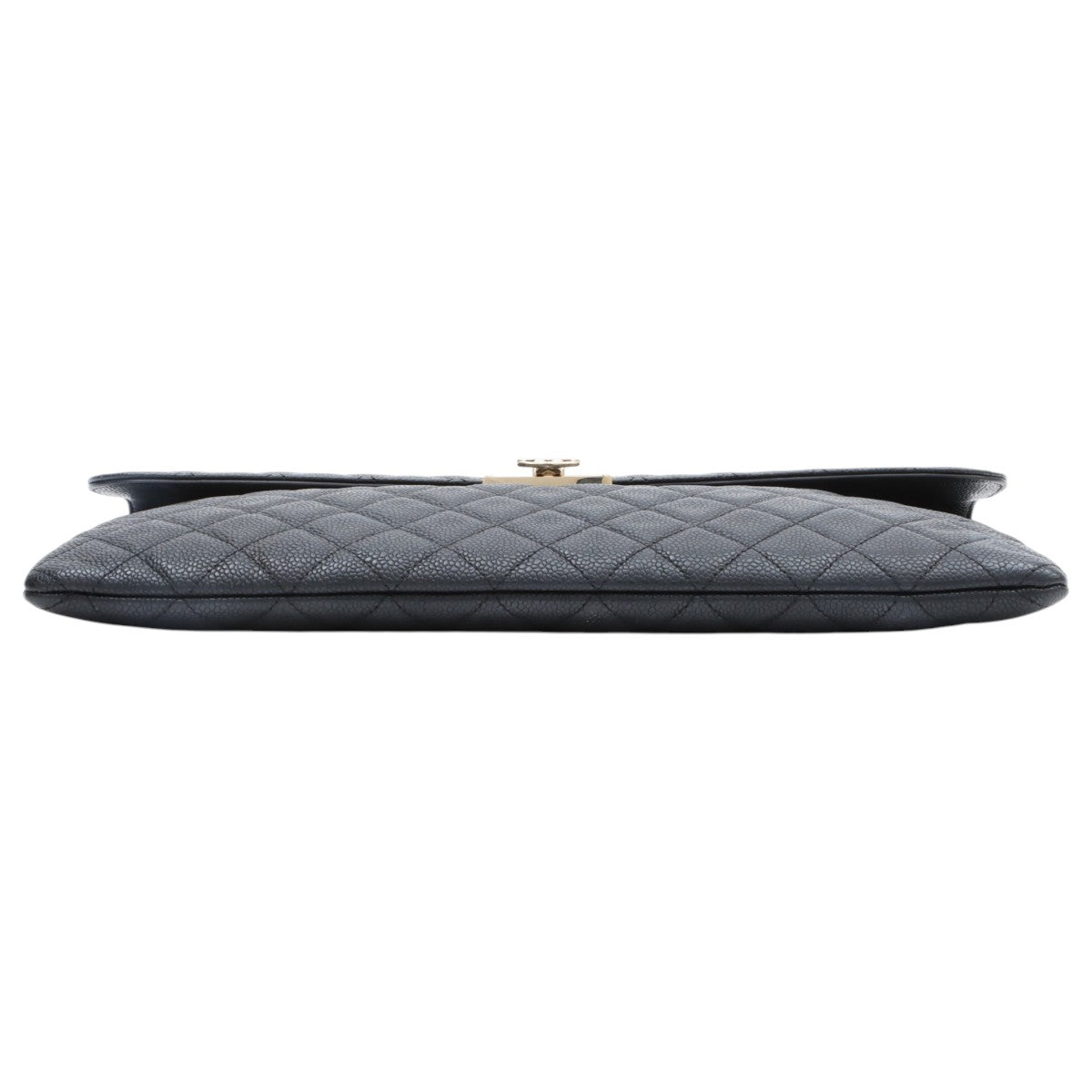 2017 Caviar Skin CC Mark Plate Clutch Bag Black