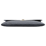 2017 Caviar Skin CC Mark Plate Clutch Bag Black