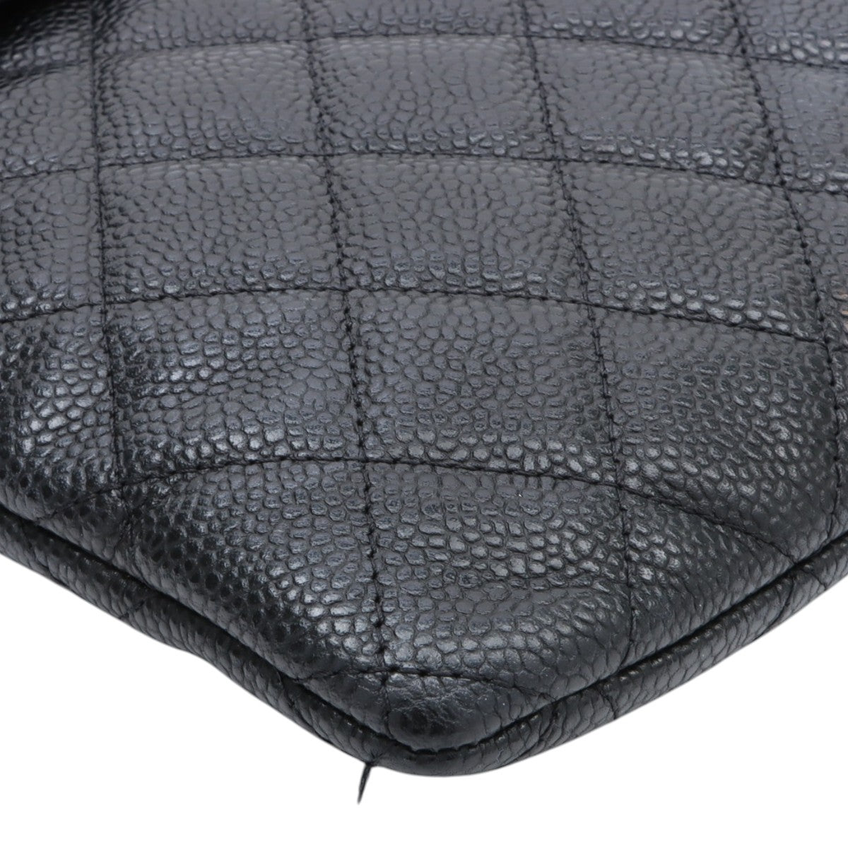 2017 Caviar Skin CC Mark Plate Clutch Bag Black