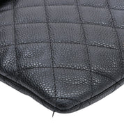 2017 Caviar Skin CC Mark Plate Clutch Bag Black