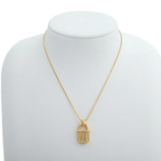 Rhinestone Logo Padlock Motif Necklace Gold