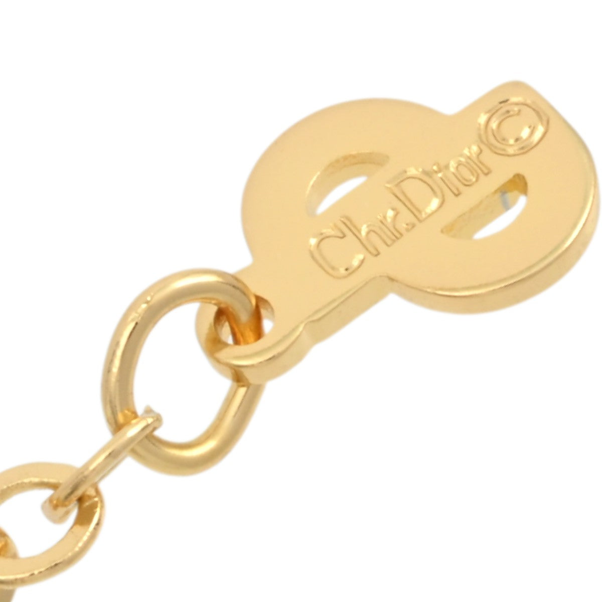 Rhinestone Logo Padlock Motif Necklace Gold