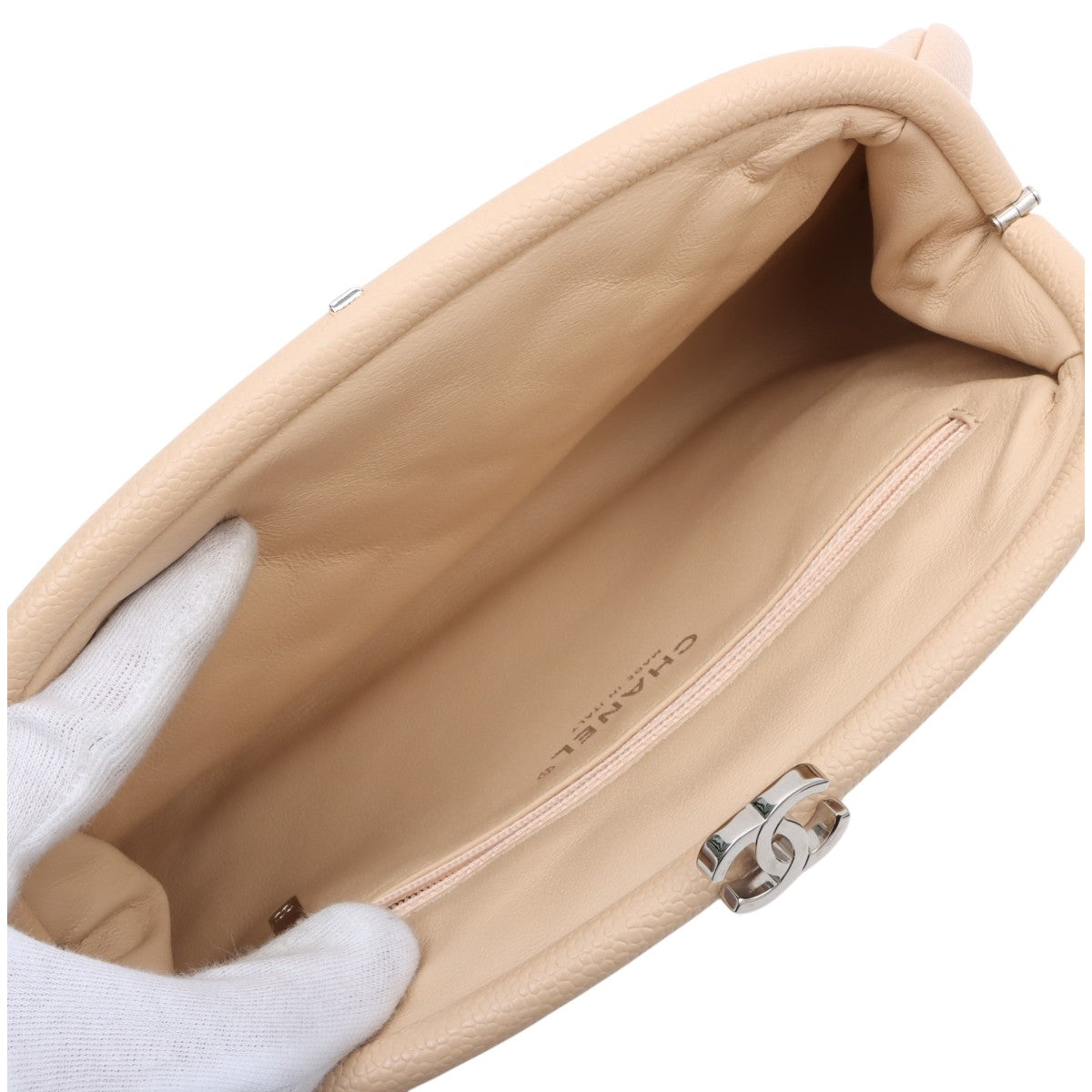 Circa 2011 Caviar Skin CC Mark Plate Clutch Bag Beige