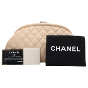 Circa 2011 Caviar Skin CC Mark Plate Clutch Bag Beige