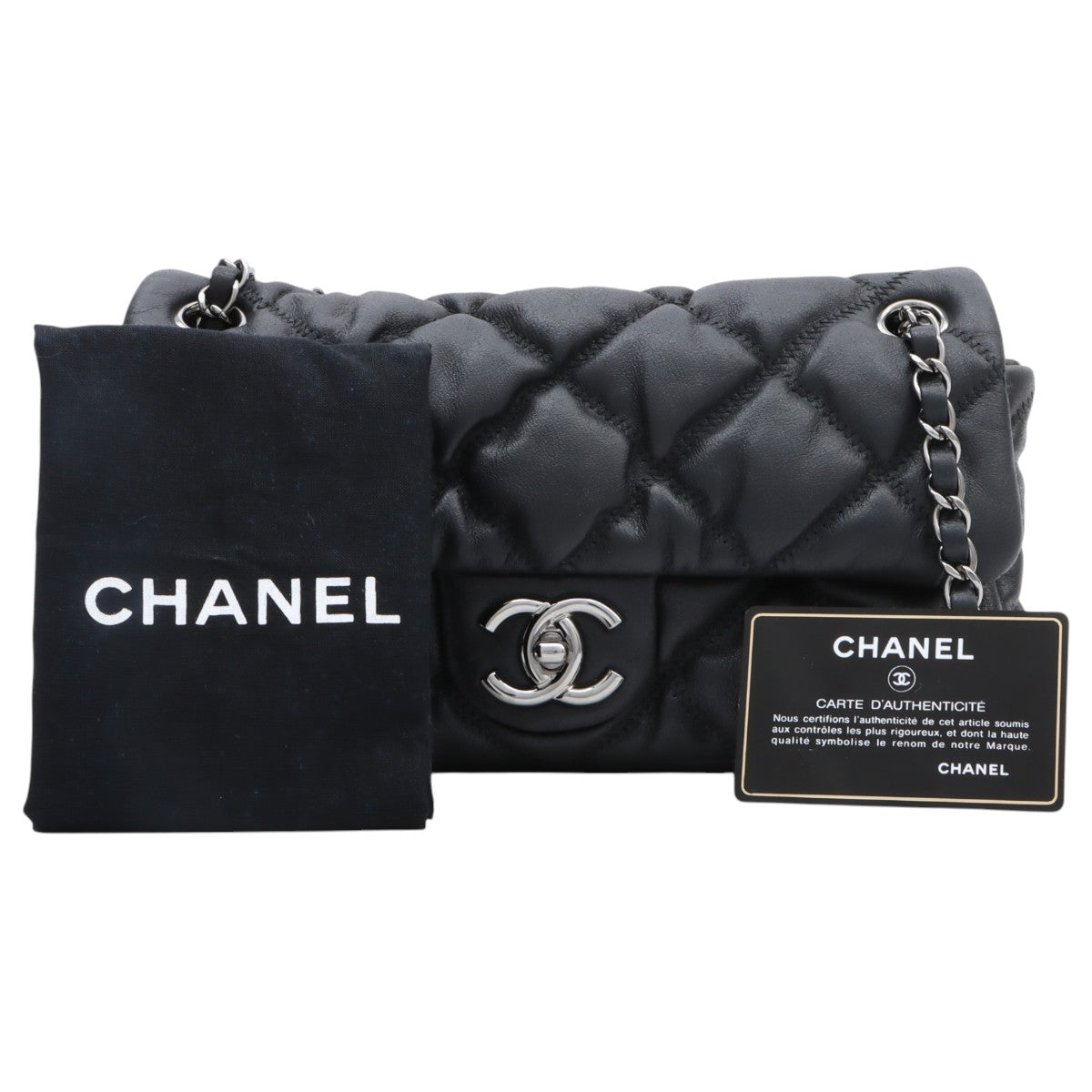 Circa 2008 Bubble Quilt Chain Shoulder Bag Black