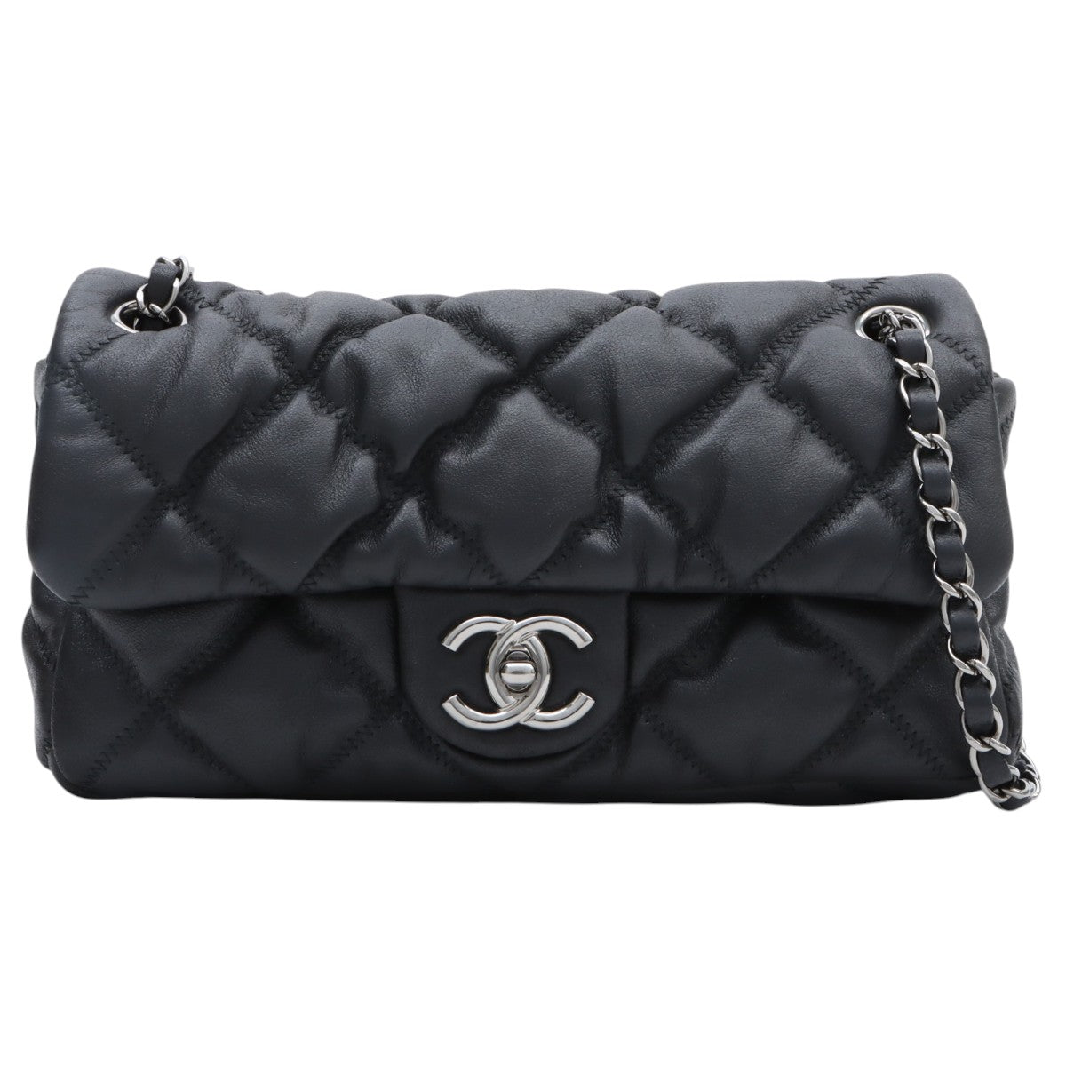 Circa 2008 Bubble Quilt Chain Shoulder Bag Black