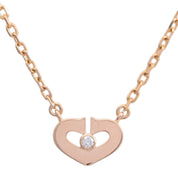 18K Diamond C Heart Necklace Pink Gold