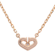 18K Diamond C Heart Necklace Pink Gold