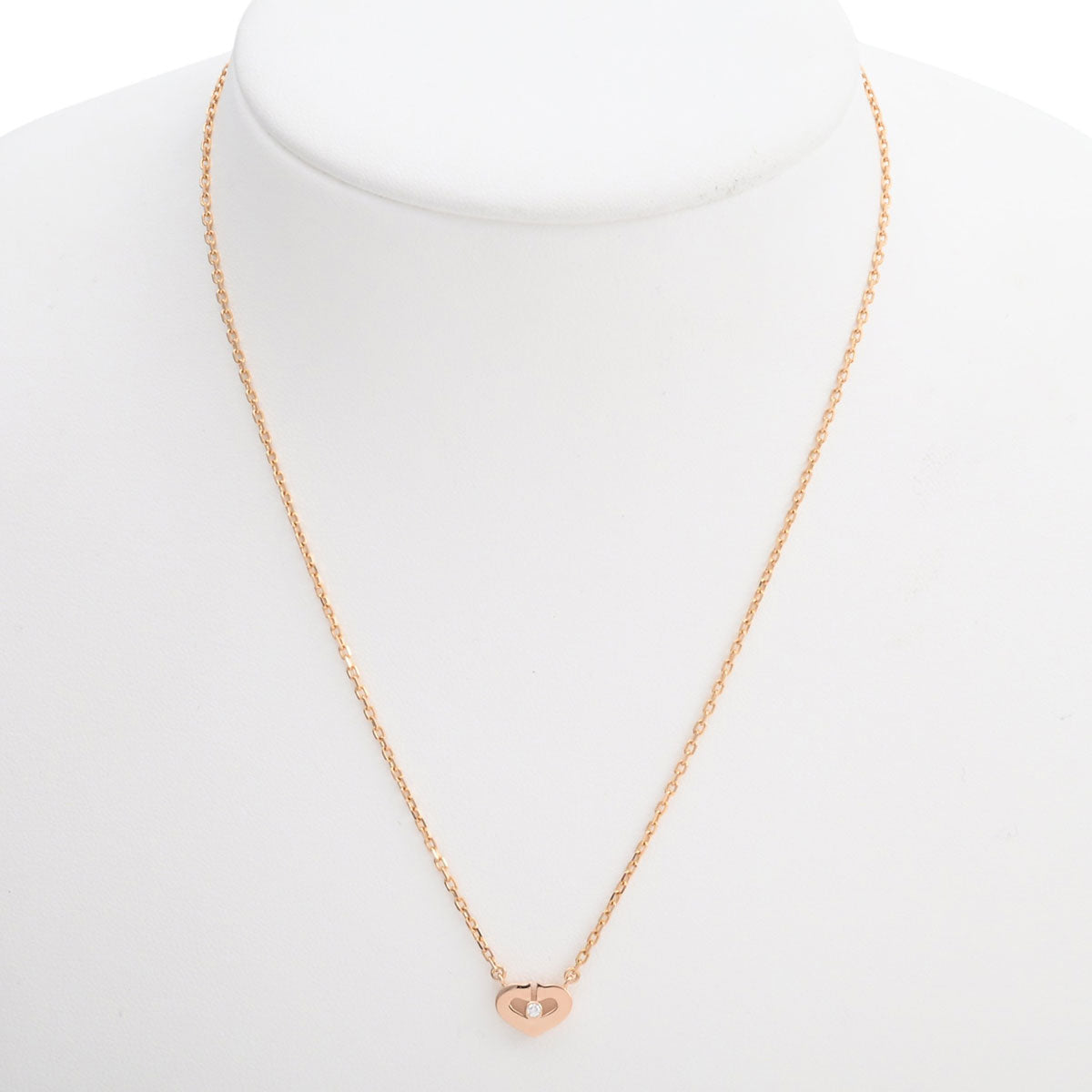 18K Diamond C Heart Necklace Pink Gold