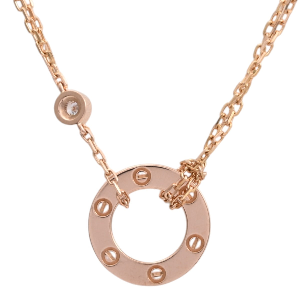 18K Diamond Love Circle Necklace Rose Gold
