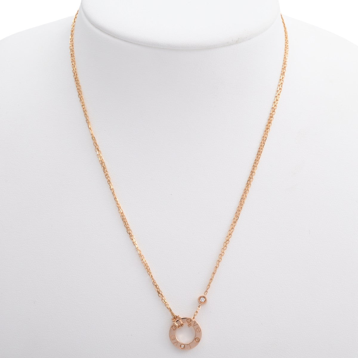 18K Diamond Love Circle Necklace Rose Gold