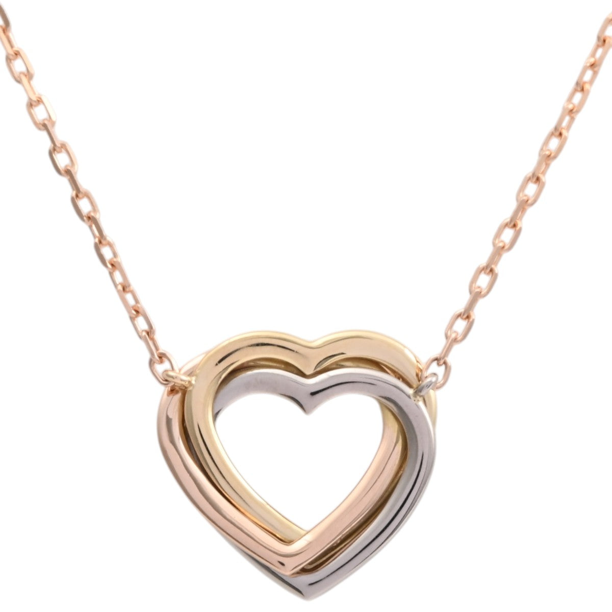 18K Trinity Heart Necklace Yellow Gold/Pink Gold/White Gold
