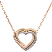 18K Trinity Heart Necklace Yellow Gold/Pink Gold/White Gold