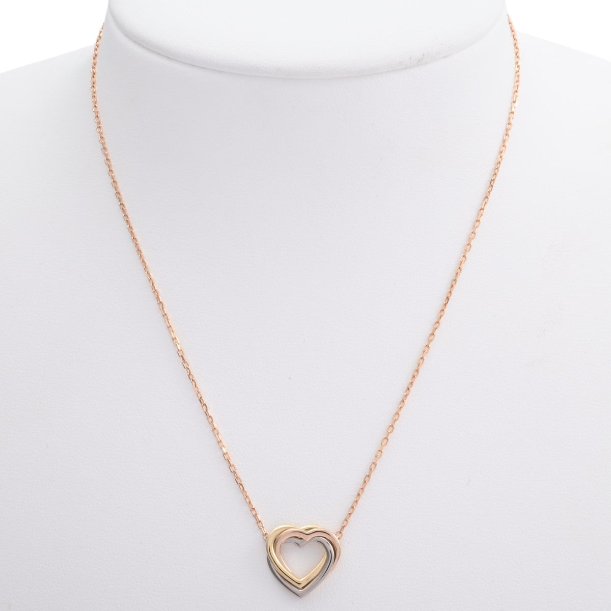 18K Trinity Heart Necklace Yellow Gold/Pink Gold/White Gold
