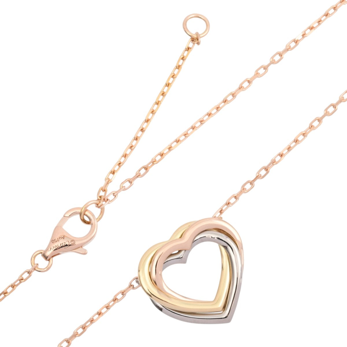 18K Trinity Heart Necklace Yellow Gold/Pink Gold/White Gold