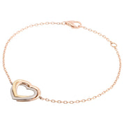 18K Trinity Heart Bracelet Yellow Gold/Pink Gold/White Gold