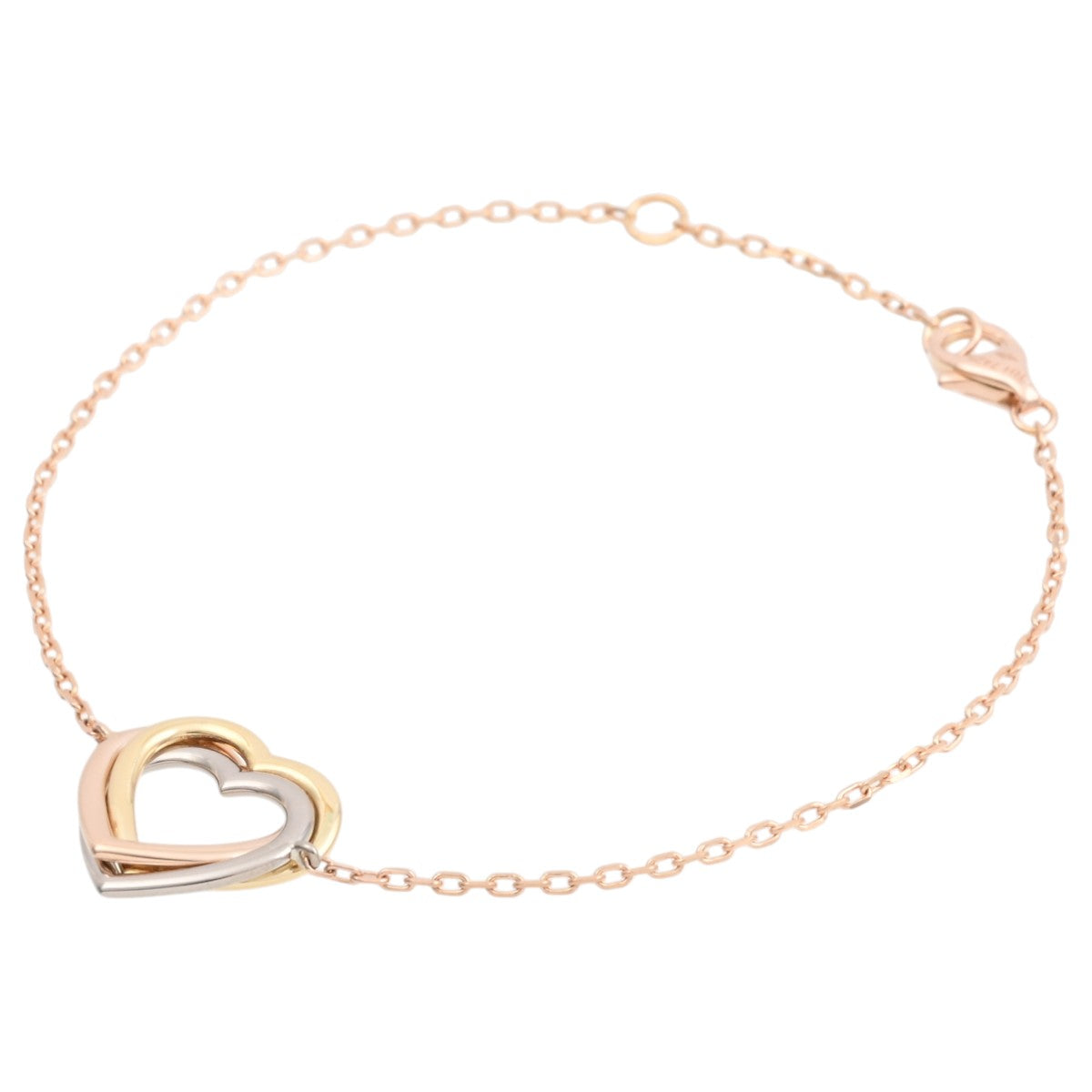 18K Trinity Heart Bracelet Yellow Gold/Pink Gold/White Gold