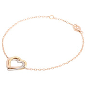 18K Trinity Heart Bracelet Yellow Gold/Pink Gold/White Gold