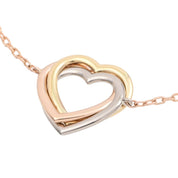 18K Trinity Heart Bracelet Yellow Gold/Pink Gold/White Gold