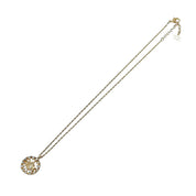 Rhinestone Circle Emblem Logo Plate Necklace Gold