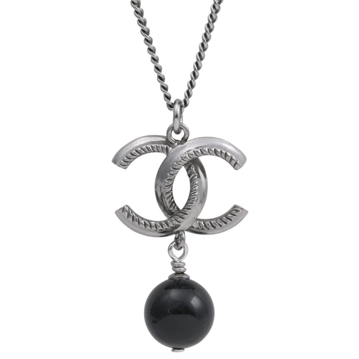 2011 Pearl CC Mark Swing Necklace Silver/Black
