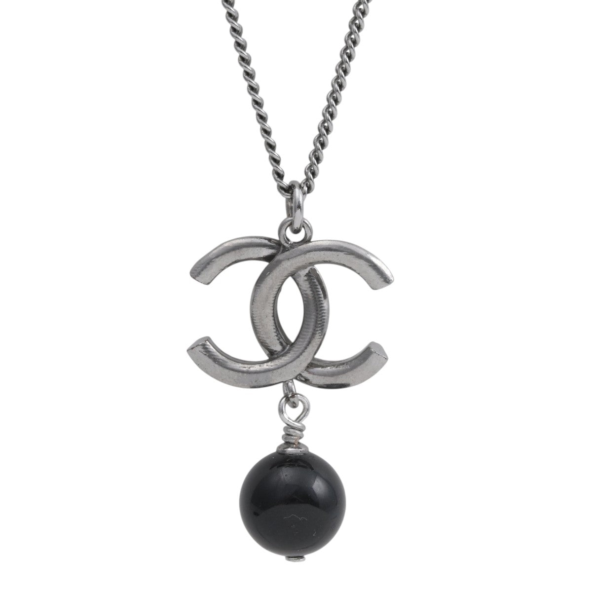 2011 Pearl CC Mark Swing Necklace Silver/Black
