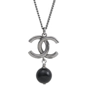 2011 Pearl CC Mark Swing Necklace Silver/Black