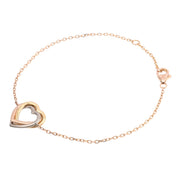 18K Trinity Heart Bracelet Yellow Gold/Pink Gold/White Gold