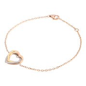 18K Trinity Heart Bracelet Yellow Gold/Pink Gold/White Gold