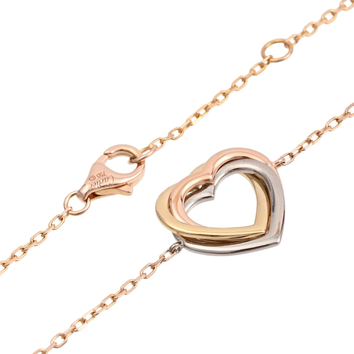 18K Trinity Heart Bracelet Yellow Gold/Pink Gold/White Gold