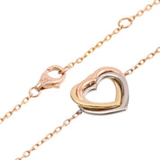 18K Trinity Heart Bracelet Yellow Gold/Pink Gold/White Gold