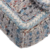 2018年頃製 ツイードCCターンロックチェーンショルダーバッグ グレー/ブルー/マルチ